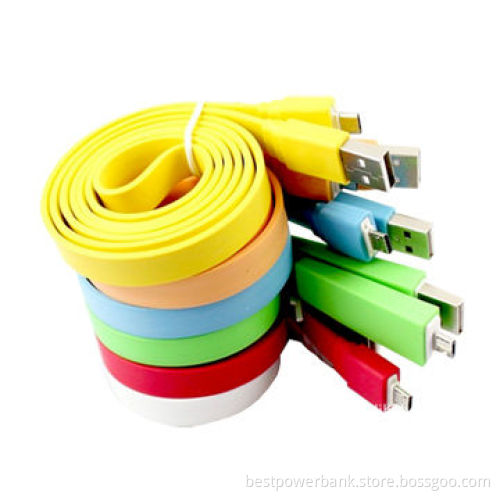 Flat Noodle Cables for Micro 5P with 1m Length, Charging and Reading Functions